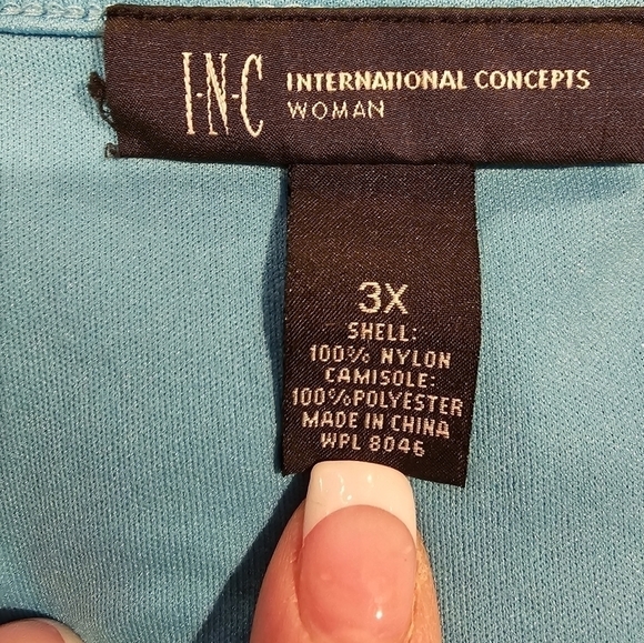 INC 3/4 Sleeve Sheer 3/4 Button Blouse With Built-in Cami Size 3X - Picture 7 of 12